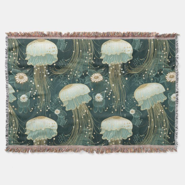 Elegant Jellyfish Mönster - Anpassat namn Filt (Framsidan)