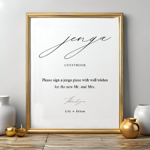 Elegant Jenga Bröllop Guest Bok-signatur Poster