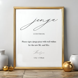 Elegant Jenga Bröllop Guest Bok-signatur Poster