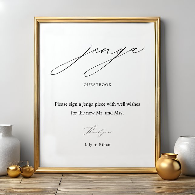 Elegant Jenga Bröllop Guest Bok-signatur Poster (Skapare uppladdad)