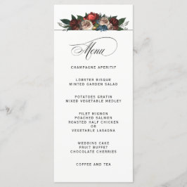 Elegant Jewel Tone Blommigt Bröllop Menu Meny