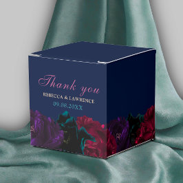 Elegant jewel-toner blommor mörk blu bröllopsförmå presentaskar