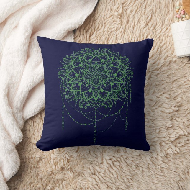 Elegant Jeweled Zen Mandala Kudde (Filt)