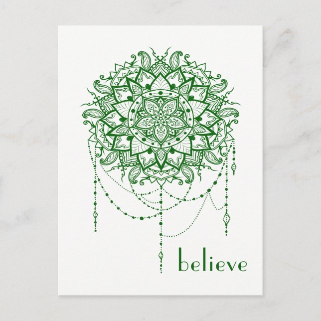 Elegant Jeweled Zen Mandala "Tro" Vykort (Framsida)