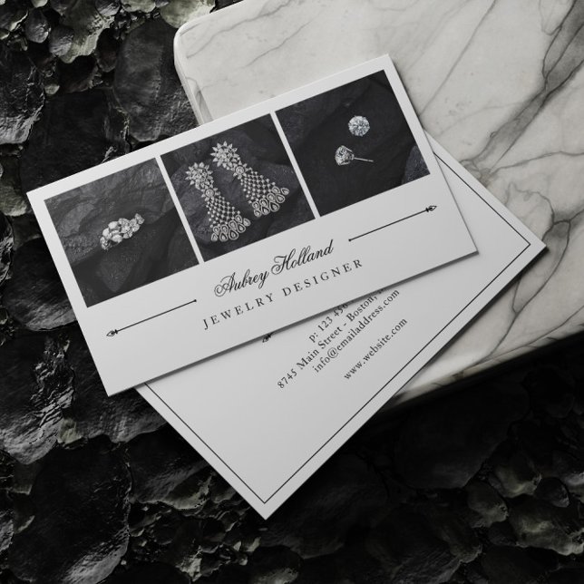 Elegant Jewelry Designer Photo Collage Visitkort (Skapare uppladdad)