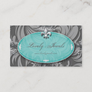 Elegant Jewelry Mode Fleur de lis Blue Pastel Visitkort