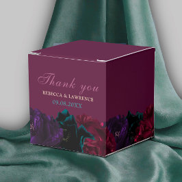 Elegant jeweltoner blommor burgundy bröllop presentaskar