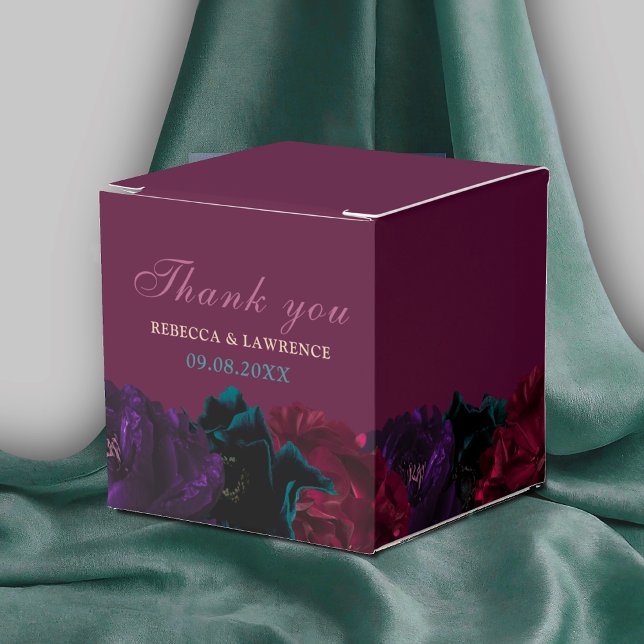 Elegant jeweltoner blommor burgundy bröllop presentaskar (Skapare uppladdad)