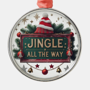 Elegant "Jingle All Way" Premium Round Ornamen Julgransprydnad Metall