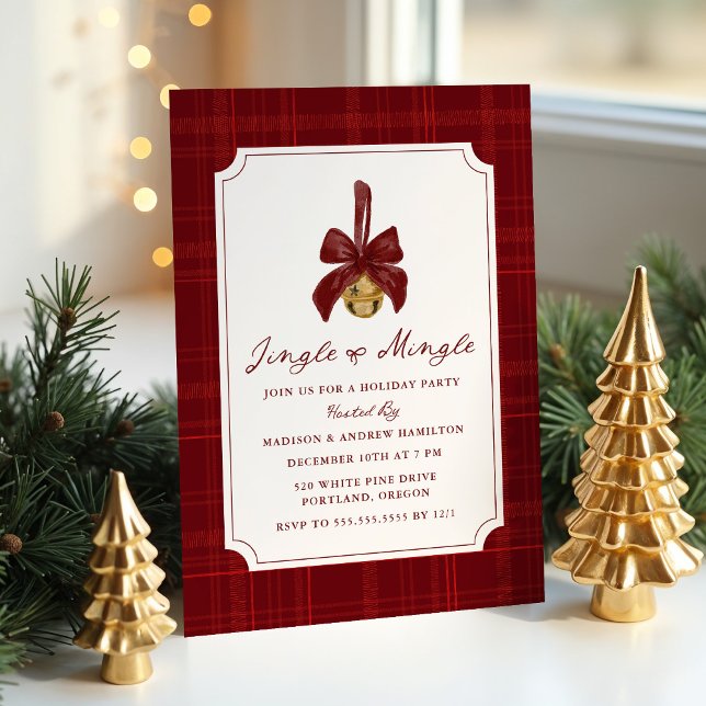 Elegant Jingle and Mingle Plaid Christmas Party Inbjudningar (Skapare uppladdad)