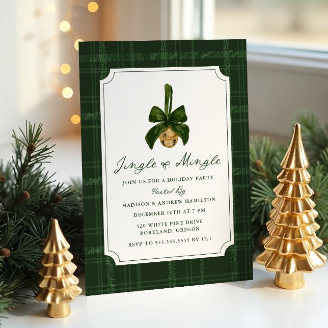 Elegant Jingle och Mingle Plaid Julfest Inbjudningar (Skapare uppladdad)