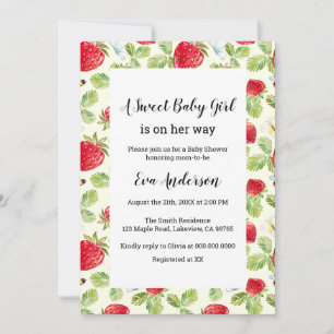 Elegant Jordberry Baby Shower Inbjudningar