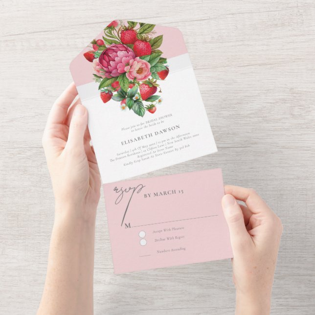 Elegant Jordgubbar och Möhippa av peonies Osa (Avrivbar del)