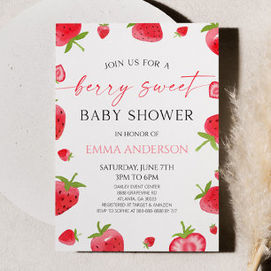 Elegant Jordgubbe En Bärig Söt Bebis Shower Inbjudningar