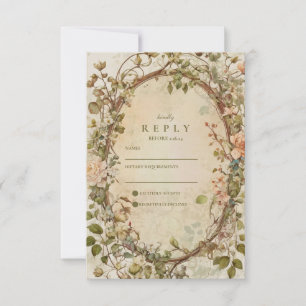 Elegant jordnära boho blomsterbåge bröllop OSA kort
