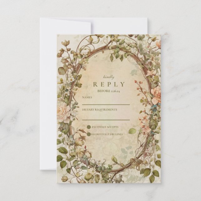 Elegant jordnära boho blomsterbåge bröllop OSA kort (Framsida)