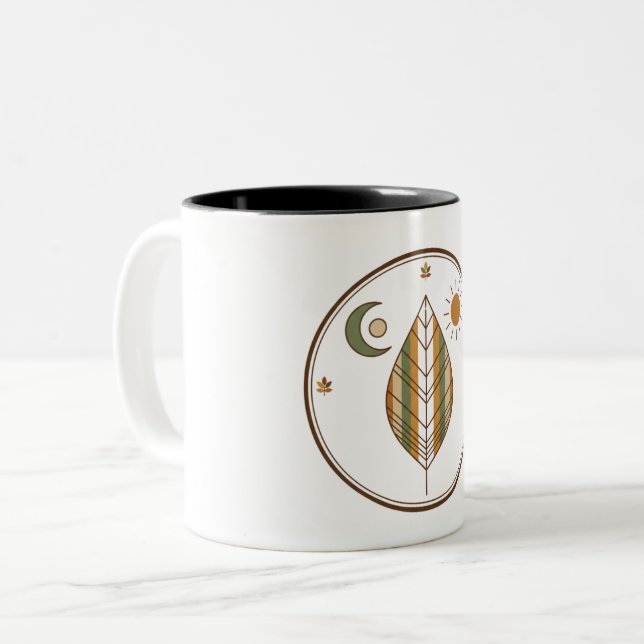 Elegant jordnära ockrabrun mossgrön kaffekopp (Framsida vänster)