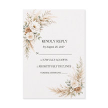 Elegant jordnära Pampas botanisk bröllops-RSVP-kor