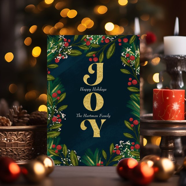 Elegant Joy Berry-Helgdag fotokort för jul Inbjudningar (Skapare uppladdad)