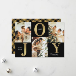 Elegant Joy Black Guld Photo Collage jul Julkort
