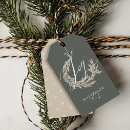 Elegant Joy Calligraphy Garland WAN Namn Presentetikett