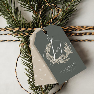Elegant Joy Calligraphy Garland WAN Namn Presentetikett
