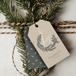 Elegant Joy Calligraphy Garland WAN Namn Presentetikett