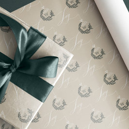 Elegant Joy Calligraphy Garland Wandeans Monogram Presentpapper