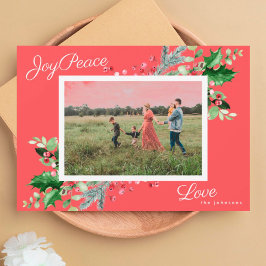 Elegant Joy | Cherry Gräns Greenery Foliage Photo Julkort