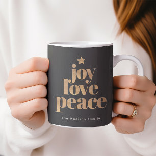 Elegant Joy, Kärlek, fredens Guld, svart jul Kaffemugg