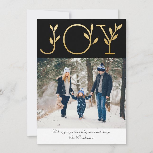 Elegant Joy Photo Helgdag Card Julkort (Framsida)