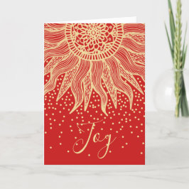 Elegant Joy Red Guld Boho Sol Mandala jul Helgkort