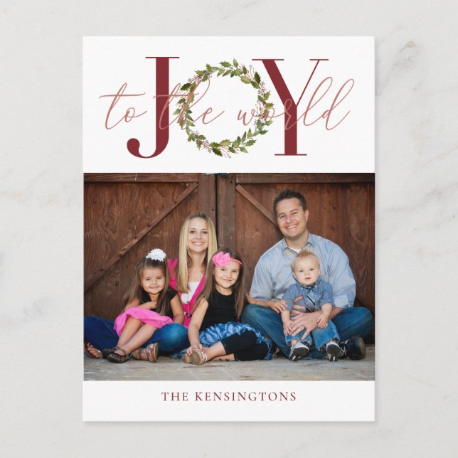 Elegant Joy to World jul Helgdag Photo Helg Vykort (Framsida)