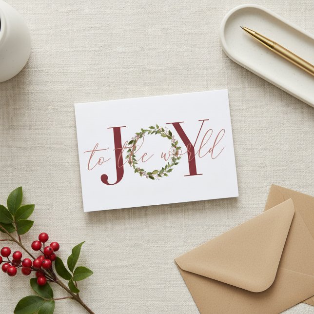 Elegant Joy to World jul Helgdag Photo Helgkort (Elegant Joy to the World Christmas Holiday Photo Card)