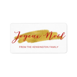 Elegant Joyeux Noel Gold Foil-penselskript Adressetikett