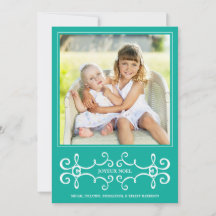 Elegant Joyeux Noel Helgdag Photo Card/Aqua