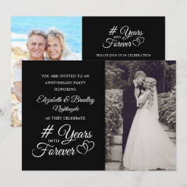 Elegant jubileum hjärta ÅR IN I ETERHETEN Foto Inbjudningar