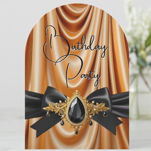Elegant Judiska Bow Black vid Guld vid Silke Inbjudningar (Skapare uppladdad)
