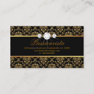 Elegant Judiska diamanter Guld Black Damask Visitkort