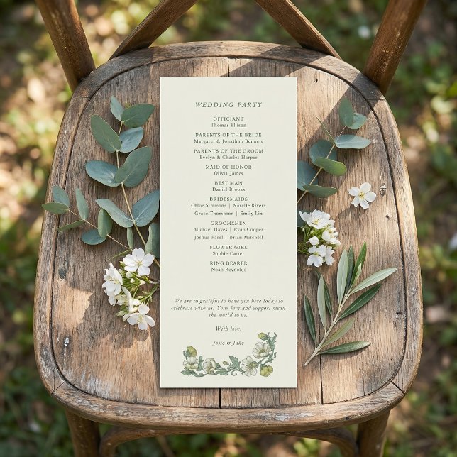 Elegant jugendblommig bröllopsprogram program (Elegant art nouveau floral wedding program)