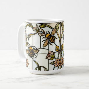 Elegant jugendstil botanisk  bin glasmosaik kaffemugg