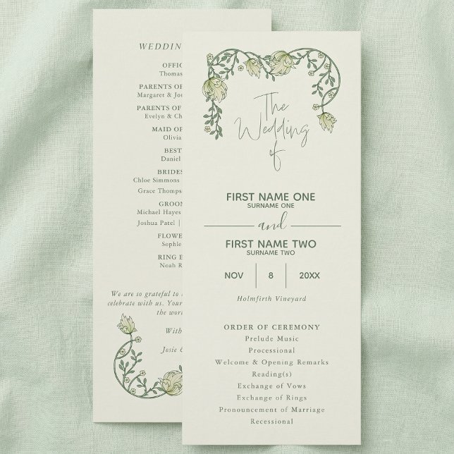 Elegant jugendstil vintage blommande bröllopsprogr program (Elegant art nouveau vintage floral wedding program)