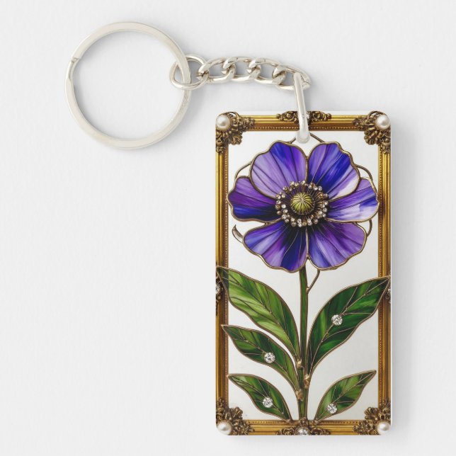Elegant jugendstilfärgat blomglas (Framsidan)