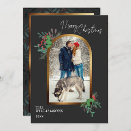 Elegant Jul 1-fotobåge botaniskt Julkort