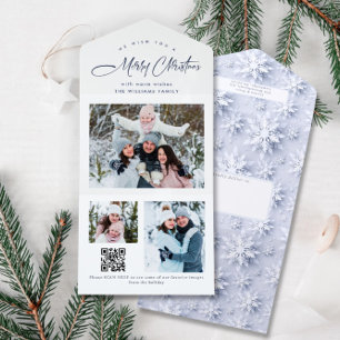 Elegant Jul 3-fotokort för Hälsning QR-Helgdag