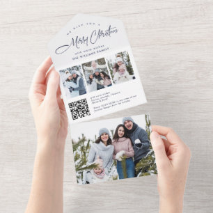 Elegant Jul 4-fotokort för Hälsning QR-Helgdag