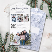 Elegant Jul 4-fotokort för Hälsning QR-Helgdag