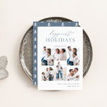 Elegant jul 6 Photo Collage Happiest Julkort<br><div class="desc">glädje med de här moderna helgdagskorten med 6 av dina favoritfoton i en stödrasterlayout. "Glästa Helgdagar" visas överst i handskriven kalligrafi och klassisk serif-skrift. Anpassa med din familj namn och året i nedre högerna.</div>