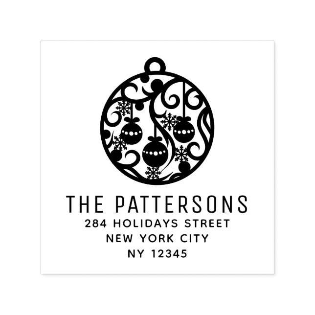 Elegant Jul Bauble Namn Returadress Självfärgande Stämpel (Design)
