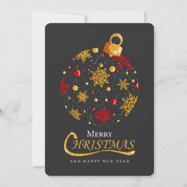 Elegant Jul Bauble Snowflake Guld Glitter Julkort